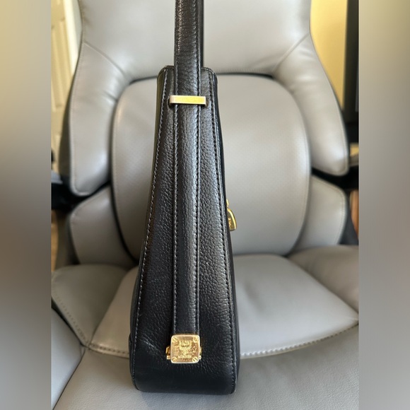 MCM Soft Grain Leather Hobo Shoulder Bag, Black with Gold Hardware, EUC - Picture 5 of 16